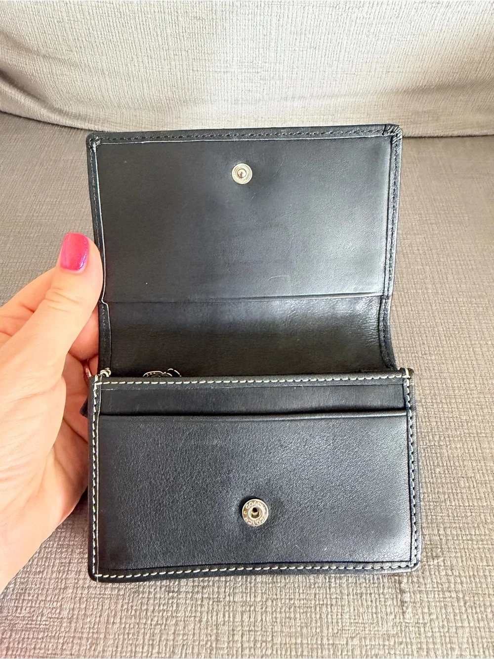 Coach Vintage Black Legacy Leather with White Contrast Stitching Wallet
